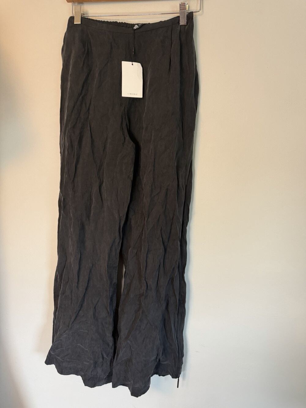 Zara black silky lyocell Pajama Lounge Pants Sz small NWT $60